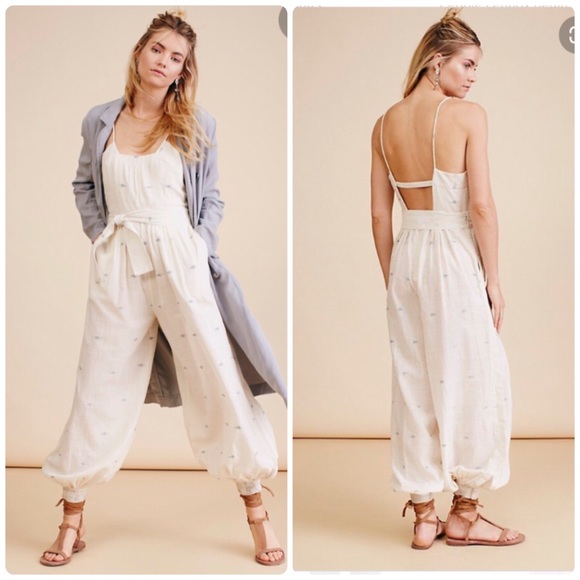 Free People Pants - Free People RARE Heirloom Linen Arrow Jumpsuit 4